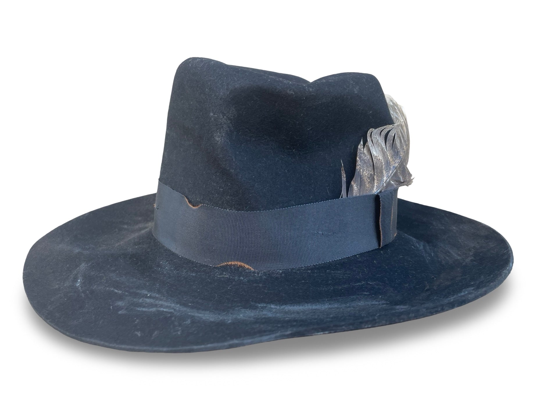 Distressed Top Hat with Distressed grosgrain trim